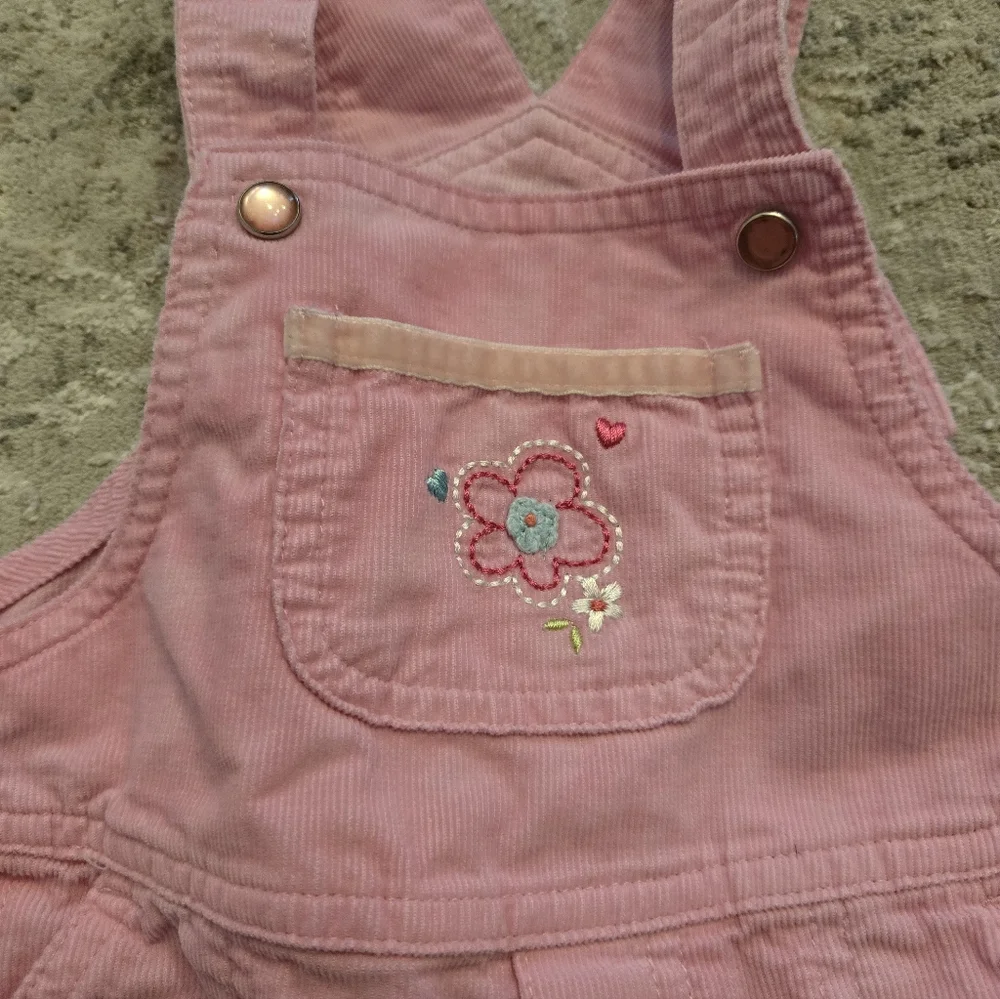 Vintage Y2k Carter's Pink Embroidered Flowers Overalls